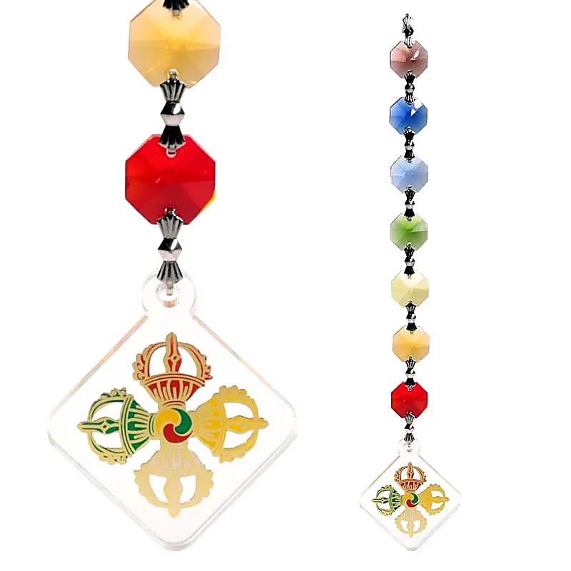 Ciondolo Feng Shui di Protezione – Doppio Vajra e Cristalli Chakra