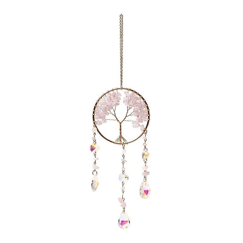 Acchiappasole con Quarzo Rosa - Albero della Vita - 30cm