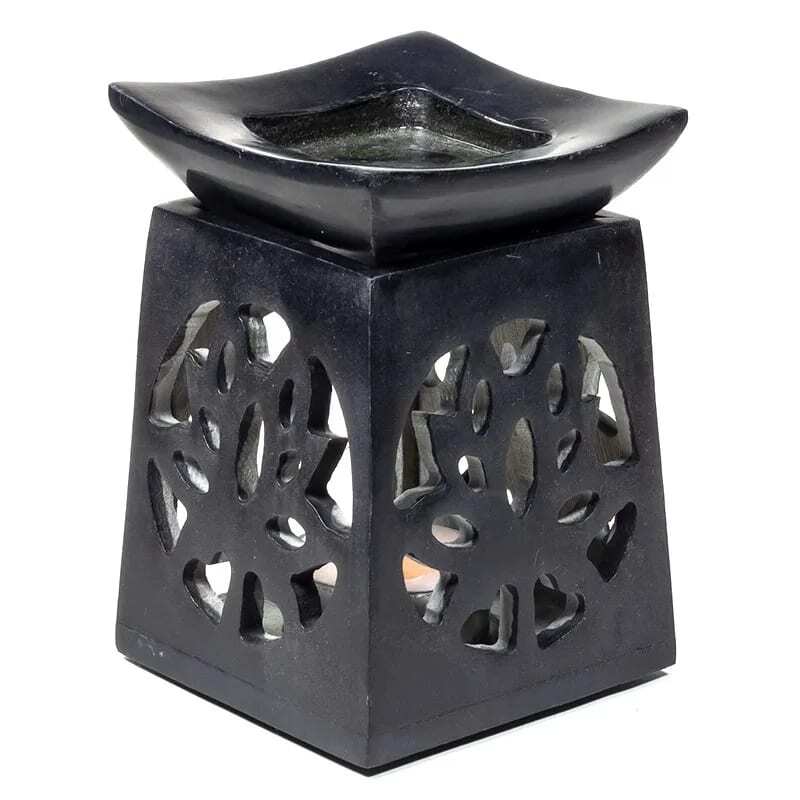 Bruciatore di Essenze in Pietra Ollare nero - Fiore di Loto