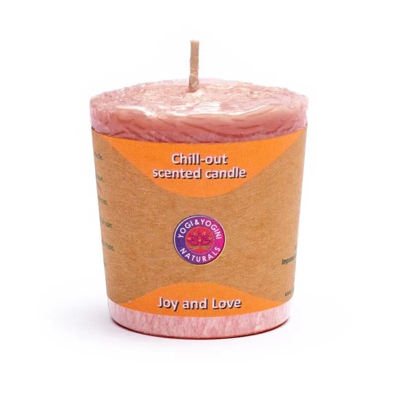 Candela votiva alla stearina alla Rosa del Marocco e Camomilla