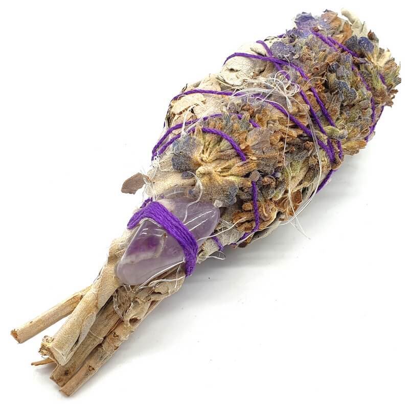 Smudge Salvia Bianca con foglia di Lavanda e pietra di Ametista