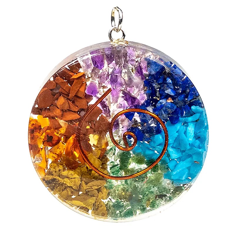 Ciondolo in Orgonite dei 7 Chakra - Rotondo