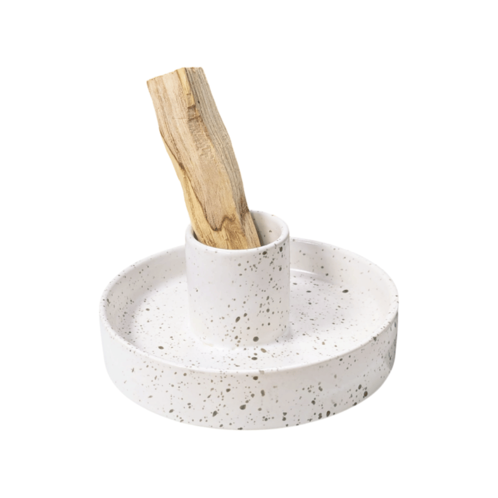 Porta Palo Santo in ceramica - Bianco maculato