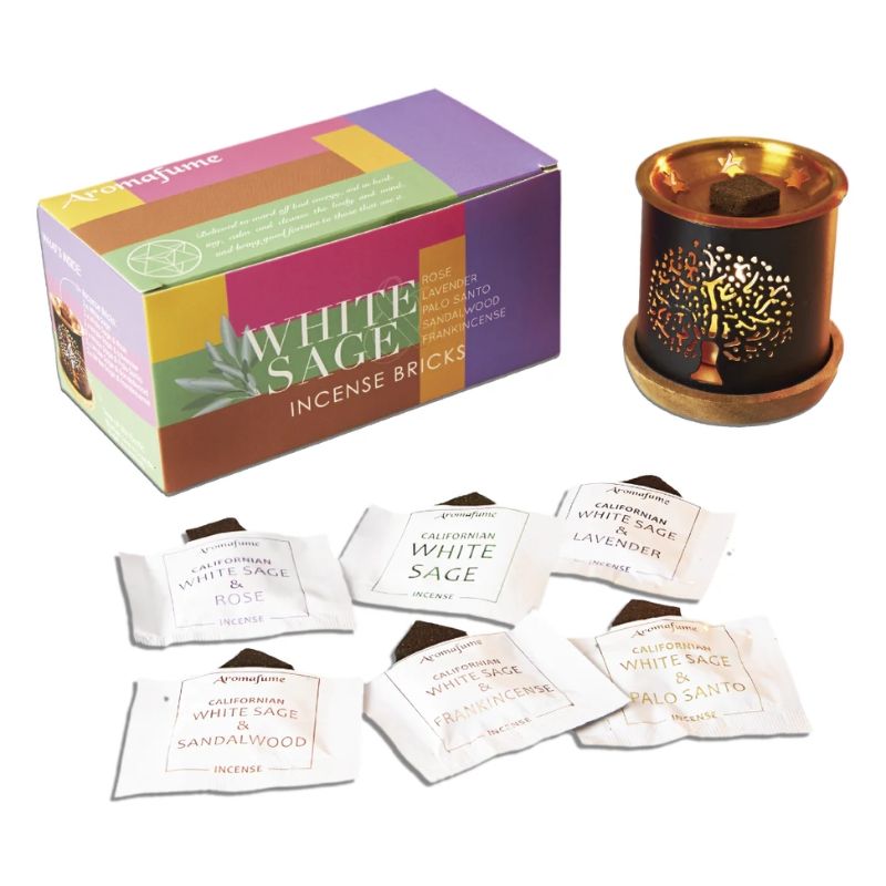 Salvia Bianca - Set Mattoncini di incenso - Aromafume - 12 Mattoncini e Bruciatore incluso