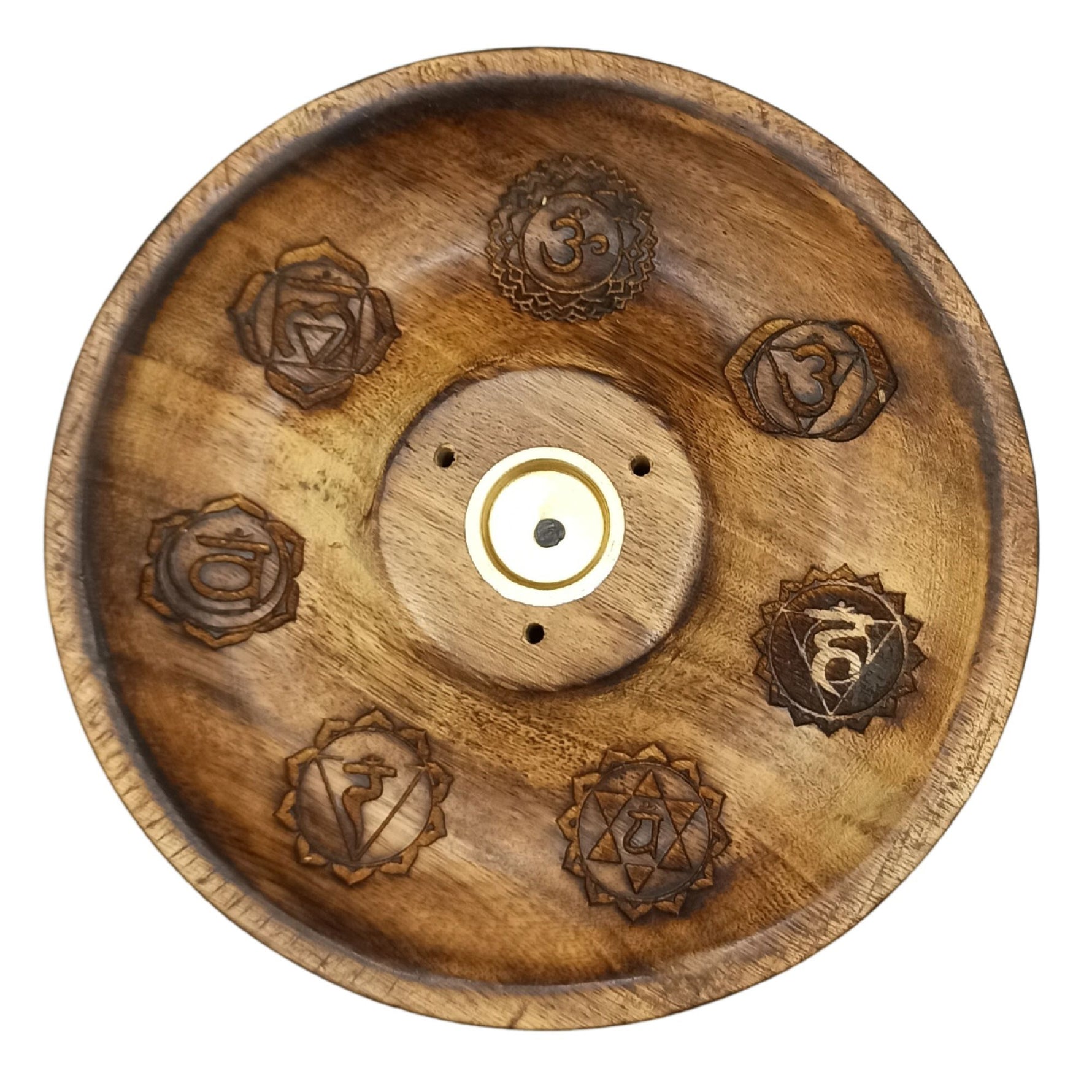 Porta incensi in legno rotondo - 7 Chakra