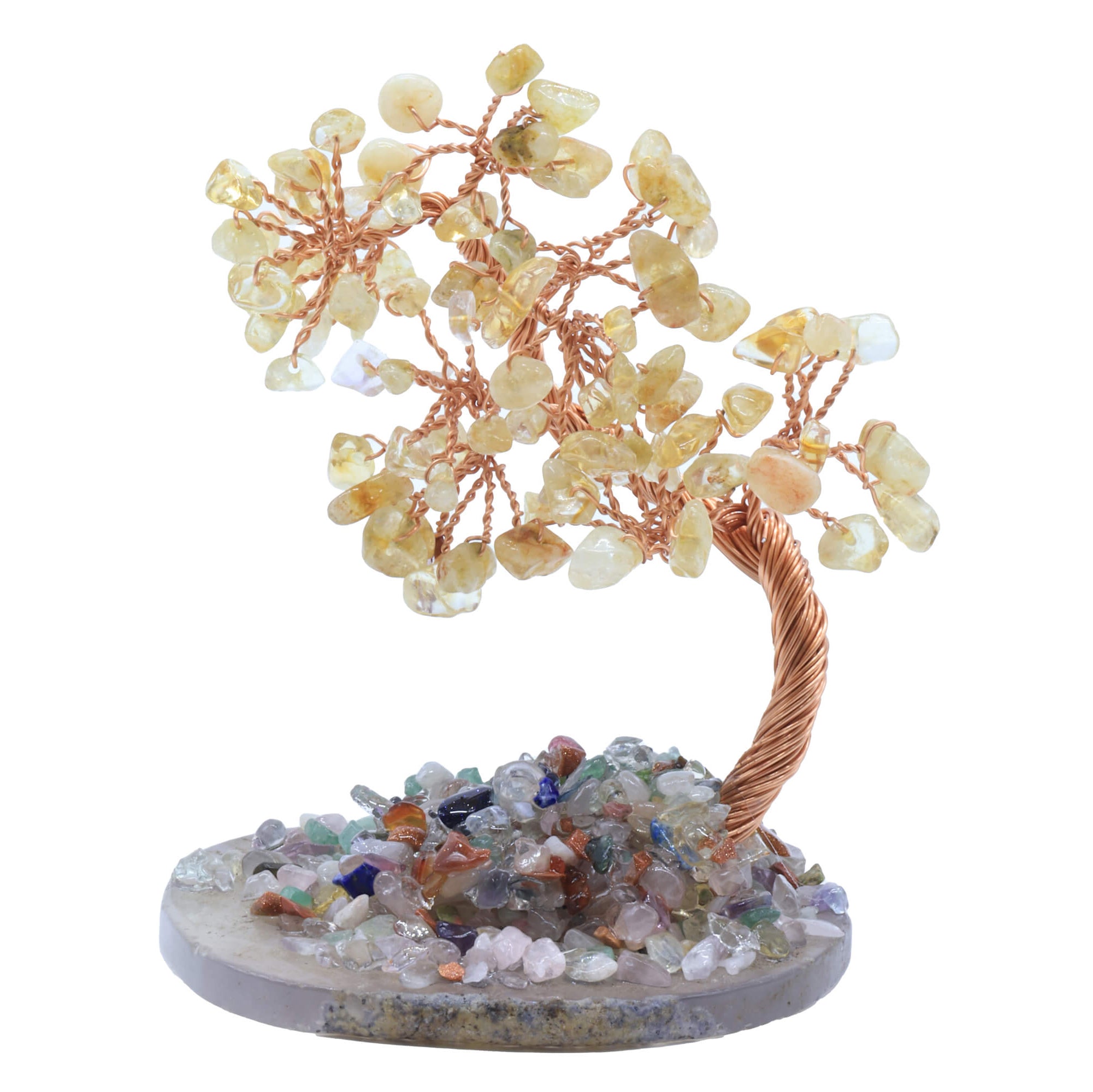 Pan Source Albero Di Citrino Portafortuna – Albero Feng Shui Decorativo Per Casa E Ufficio, Con Base Girevole E Foglie Cristallo (Oro)
