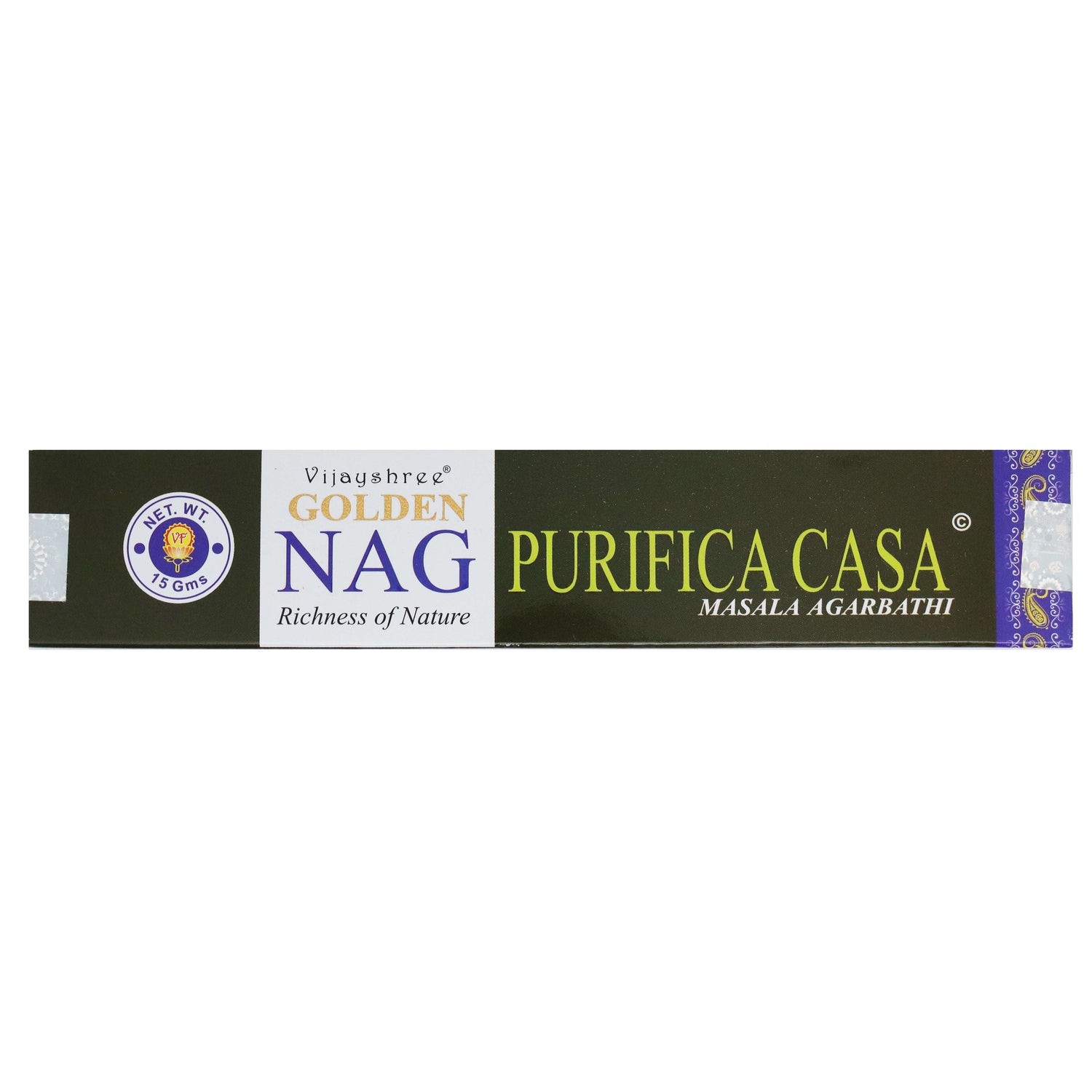 Purificazione della Casa - Bastoncini di Incenso - Vijayshree Golden Nag - 15g