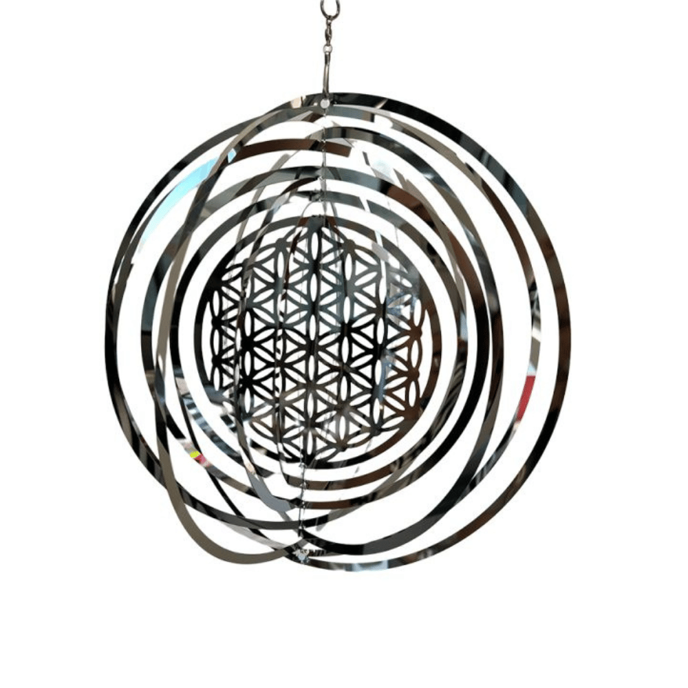 Girandola 3D in Acciaio – Fiore della vita - 10 cm
