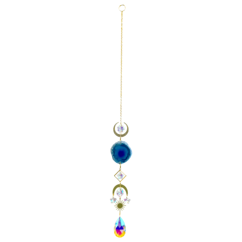 Acchiappasole con agata blu e cristallo