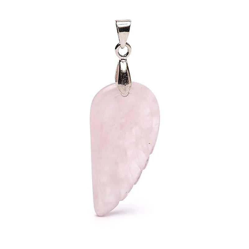 Ciondolo Ala d’Angelo in Quarzo Rosa Naturale con Cordino