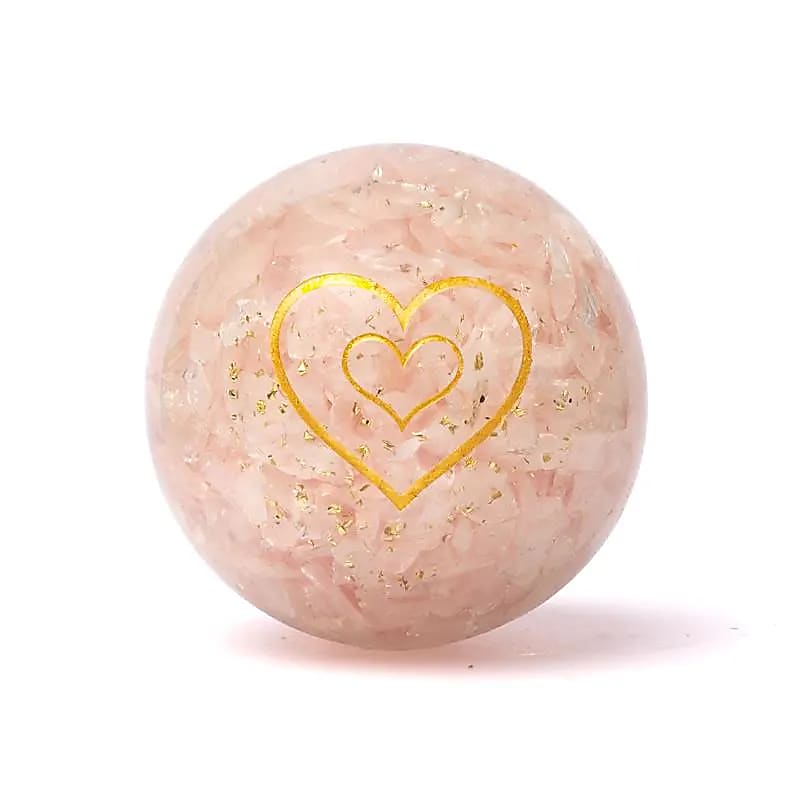 Sfera di Orgonite e Quarzo Rosa - Cuore