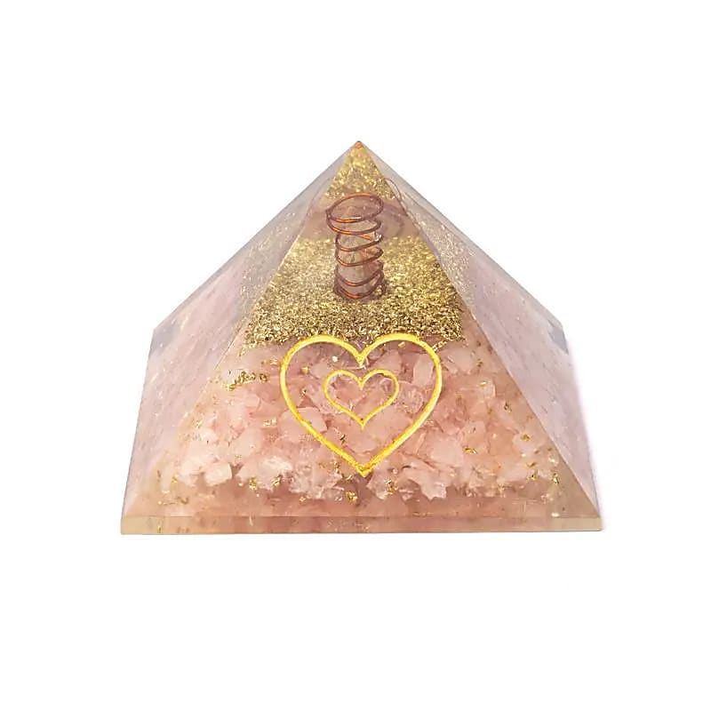 Piramide di Orgonite - Quarzo rosa e Cuore