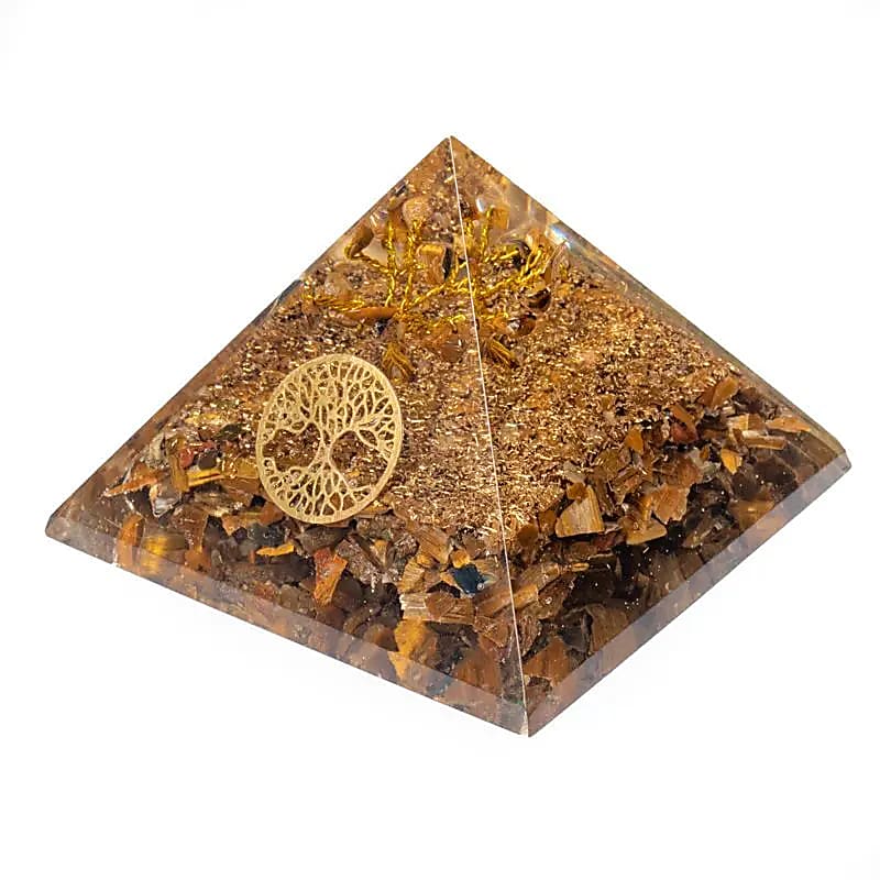 Piramide di Orgonite - Occhio di tigre con Albero della vita