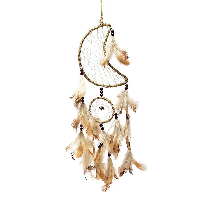 Dream Catcher Moon and Circle in Hemp – 57cm