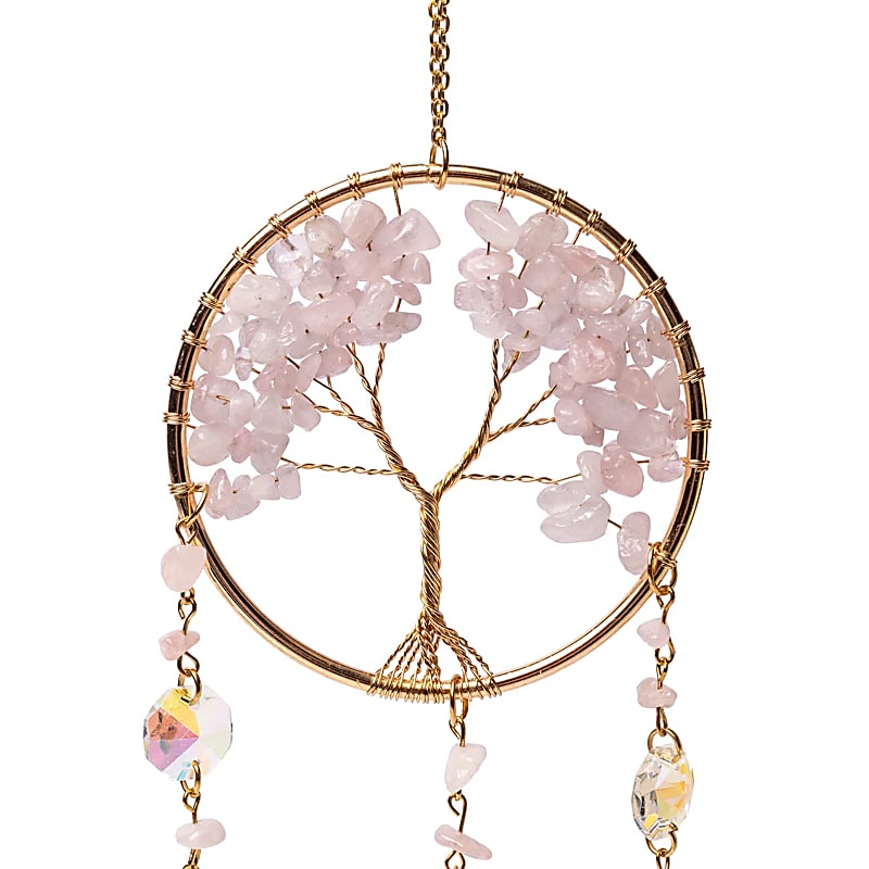 Acchiappasole con Quarzo Rosa - Albero della Vita - 30cm - immagine