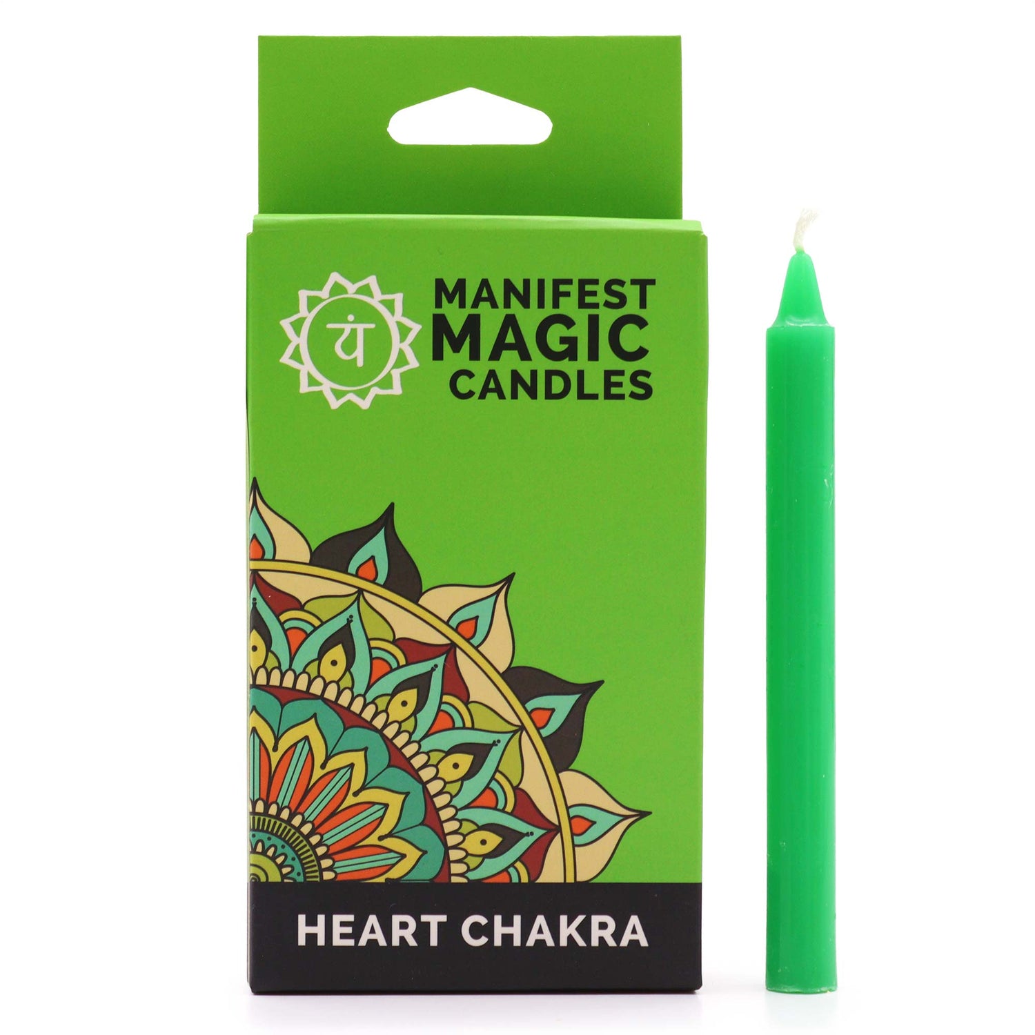 Set 12 Candele verdi per rituali - 4 Chakra