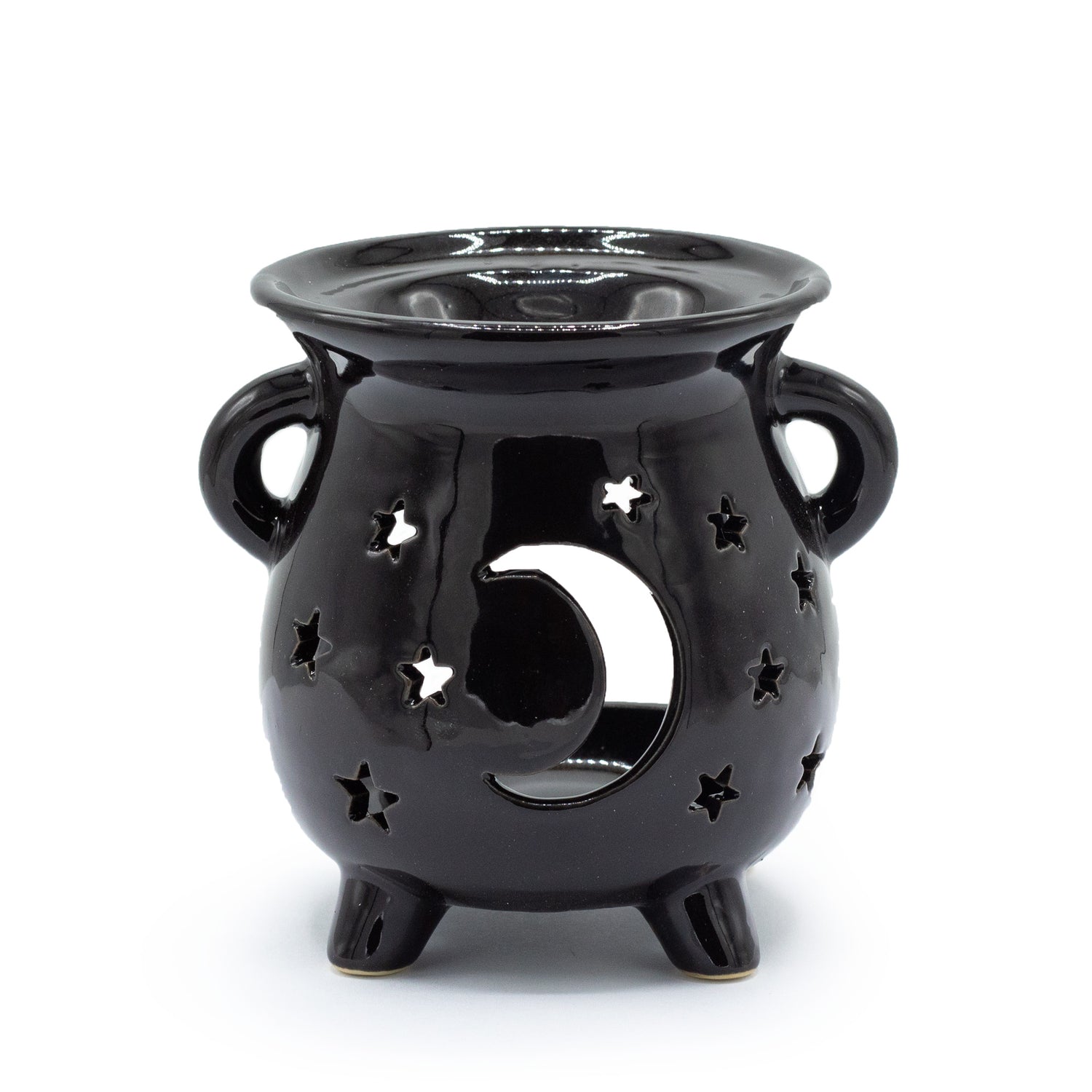 Brucia Essenze in ceramica nera - Luna e Stelle