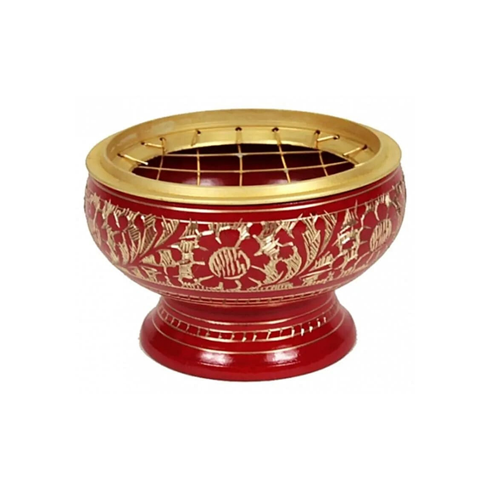 Brucia Incenso in Ottone a Carboncini - Rosso