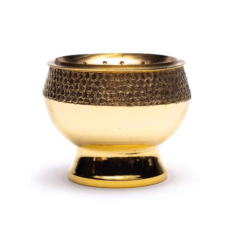 Bruciatore Carboncini per Incenso in Grani in Ottone frontale