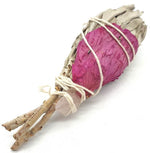 Smudge Salvia Bianca 'Spirito d'amore' con petalo di Rosa e pietra di Quarzo Rosa