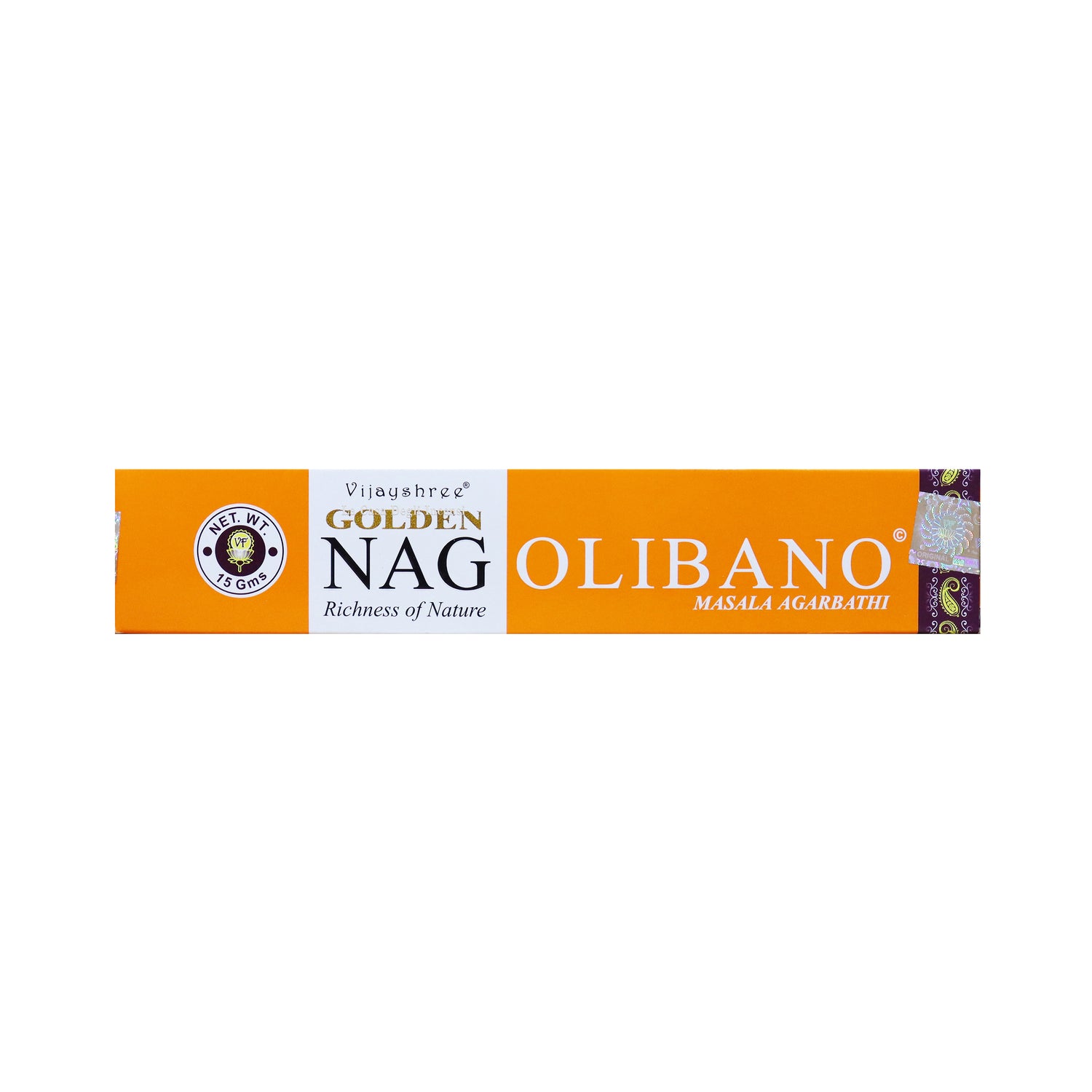 Olibano - Bastoncini di Incenso - Vijayshree Golden Nag - 15g