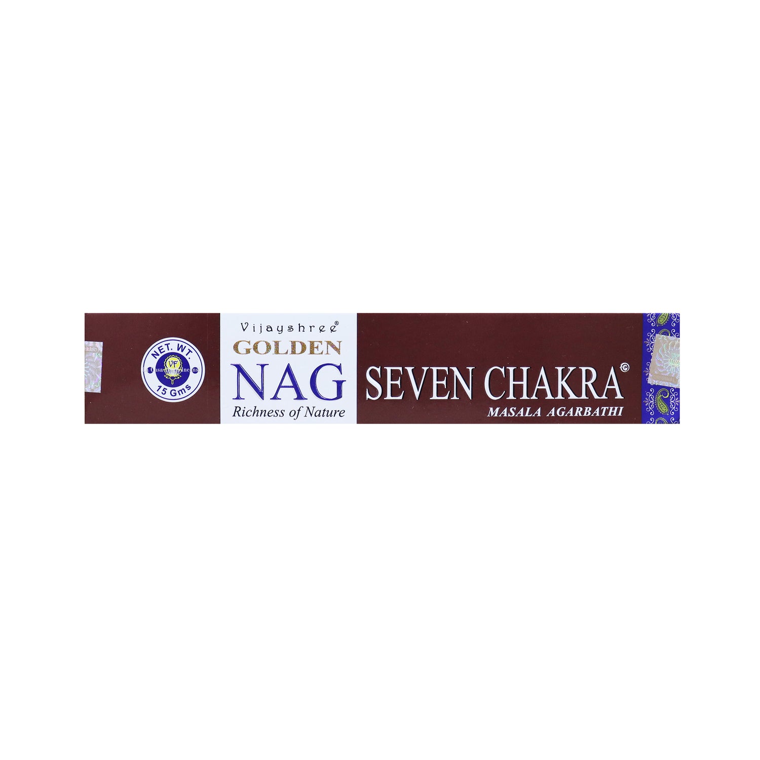 Sette Chakra - Bastoncini di Incenso - Vijayshree Golden Nag - 15g