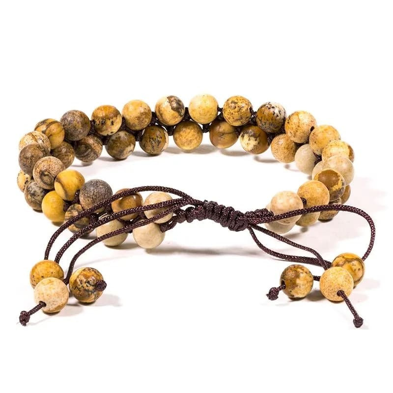 Bracciale regolabile in Diaspro marrone