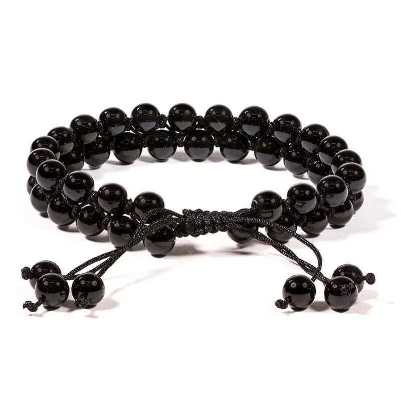 Bracciale regolabile in Agata nera