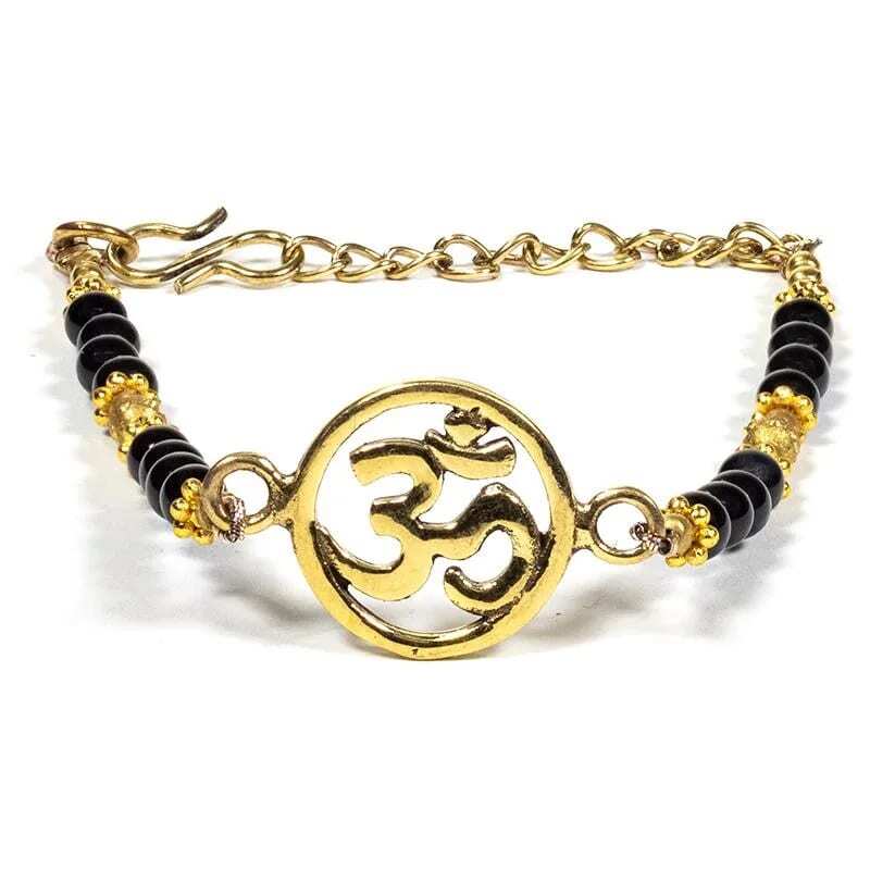 Bracciale regolabile con pietre di Onice nera - Ohm