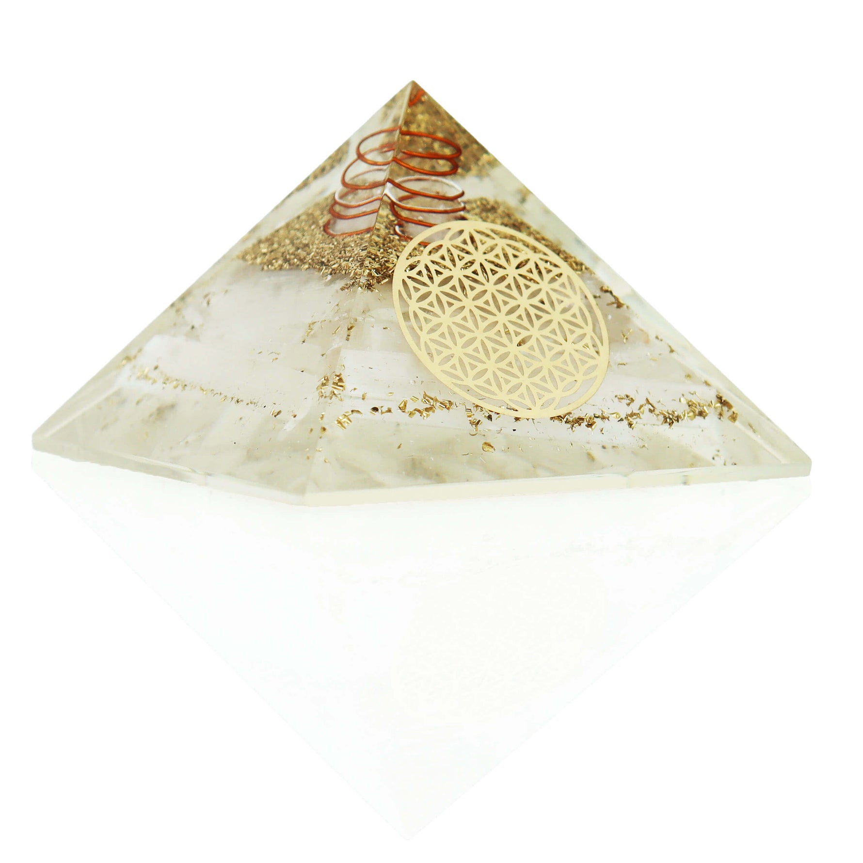 Piramide di Orgonite - Selenite e Fiore della vita