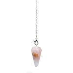 Pendolo - Quarzo Rosa con catenina dei 7 Chakra