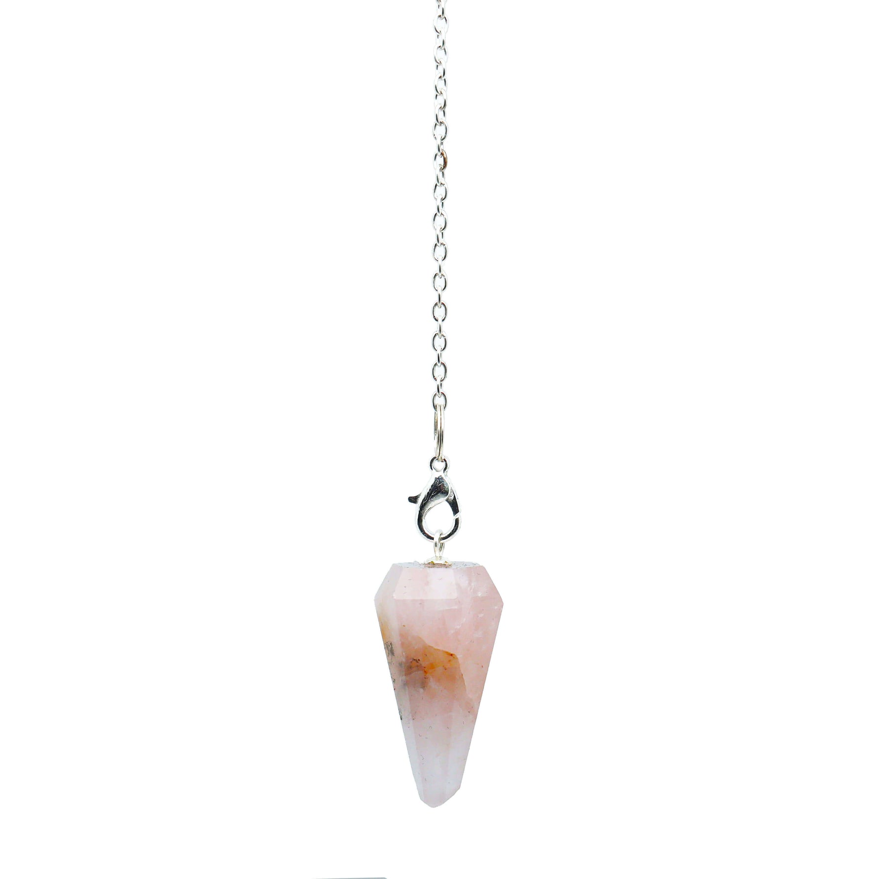 Pendolo - Quarzo Rosa con catenina dei 7 Chakra