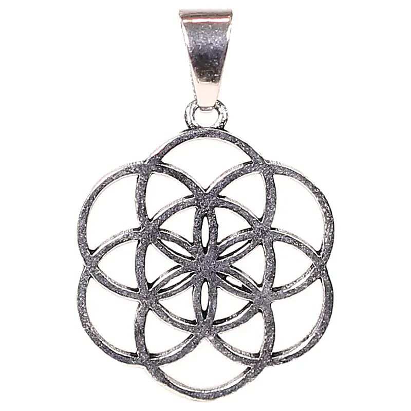 Ciondolo in ottone color argento - Fiore della vita