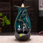 Fontana brucia incenso in ceramica nera - verde