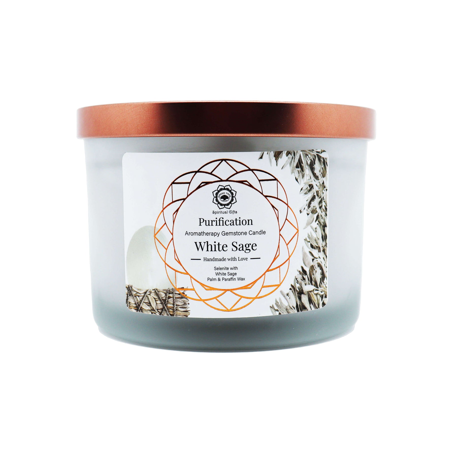 Salvia Bianca e Selenite - Candela Profumata Artigianale - 256g