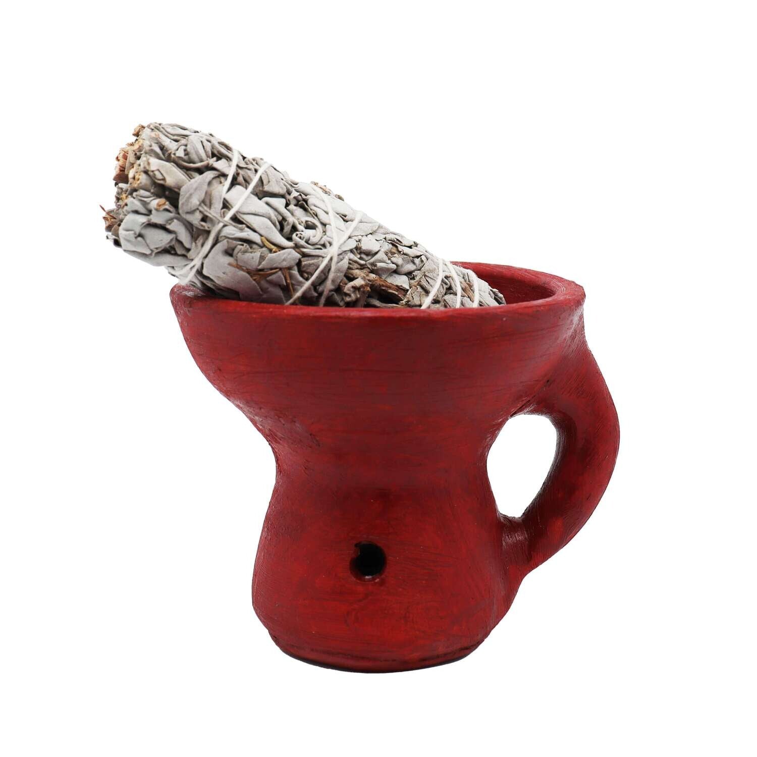 Ciotola rossa con Bruciatore in Terracotta per incensi