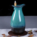 Fontana brucia incenso in ceramica nera - verde - immagine