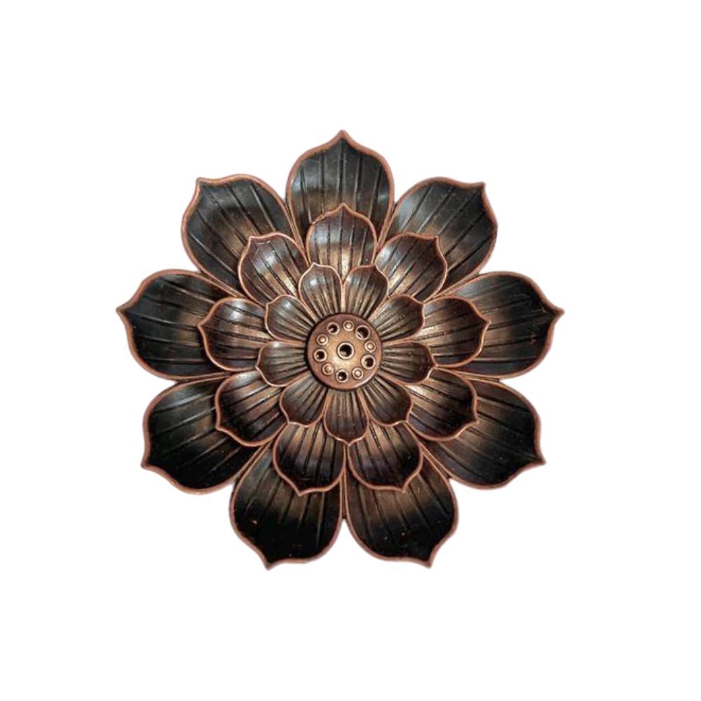 Portaincenso in metallo Fiore di loto
