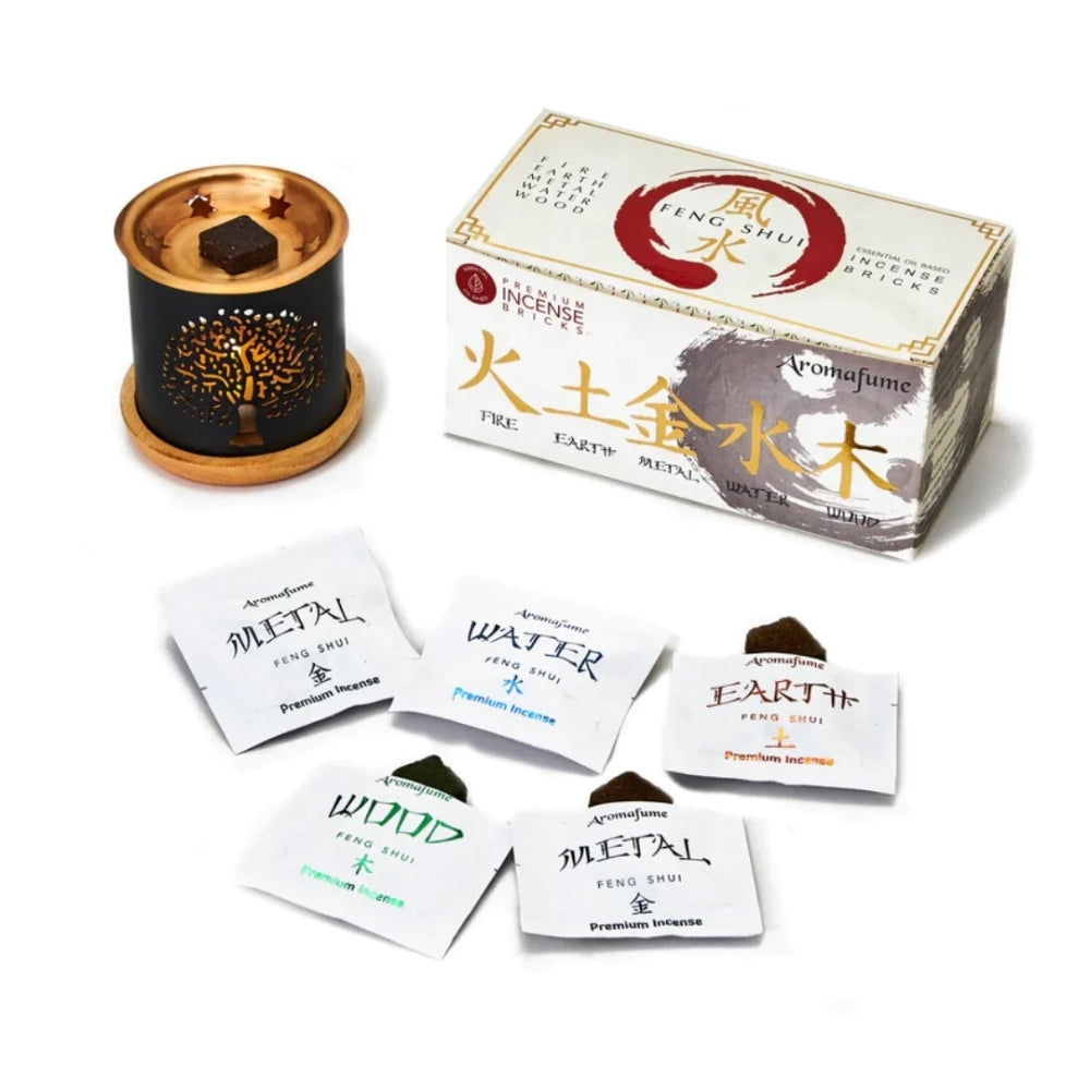Feng Shui - Set Mattoncini di incenso - Aromafume - 15 Mattoncini e Bruciatore incluso