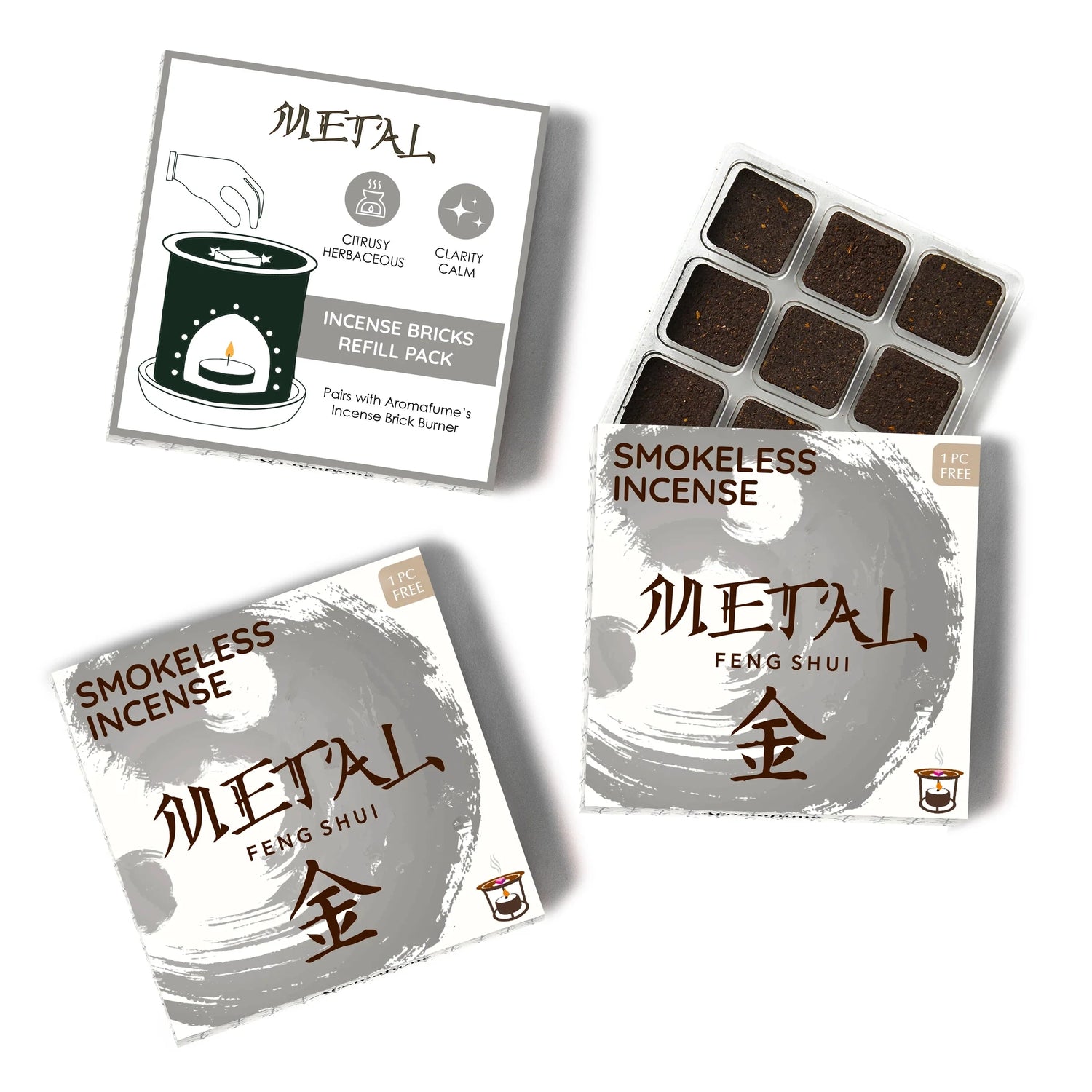 Elemento Metallo - Mattoncini di incenso - Aromafume - 9 Pezzi