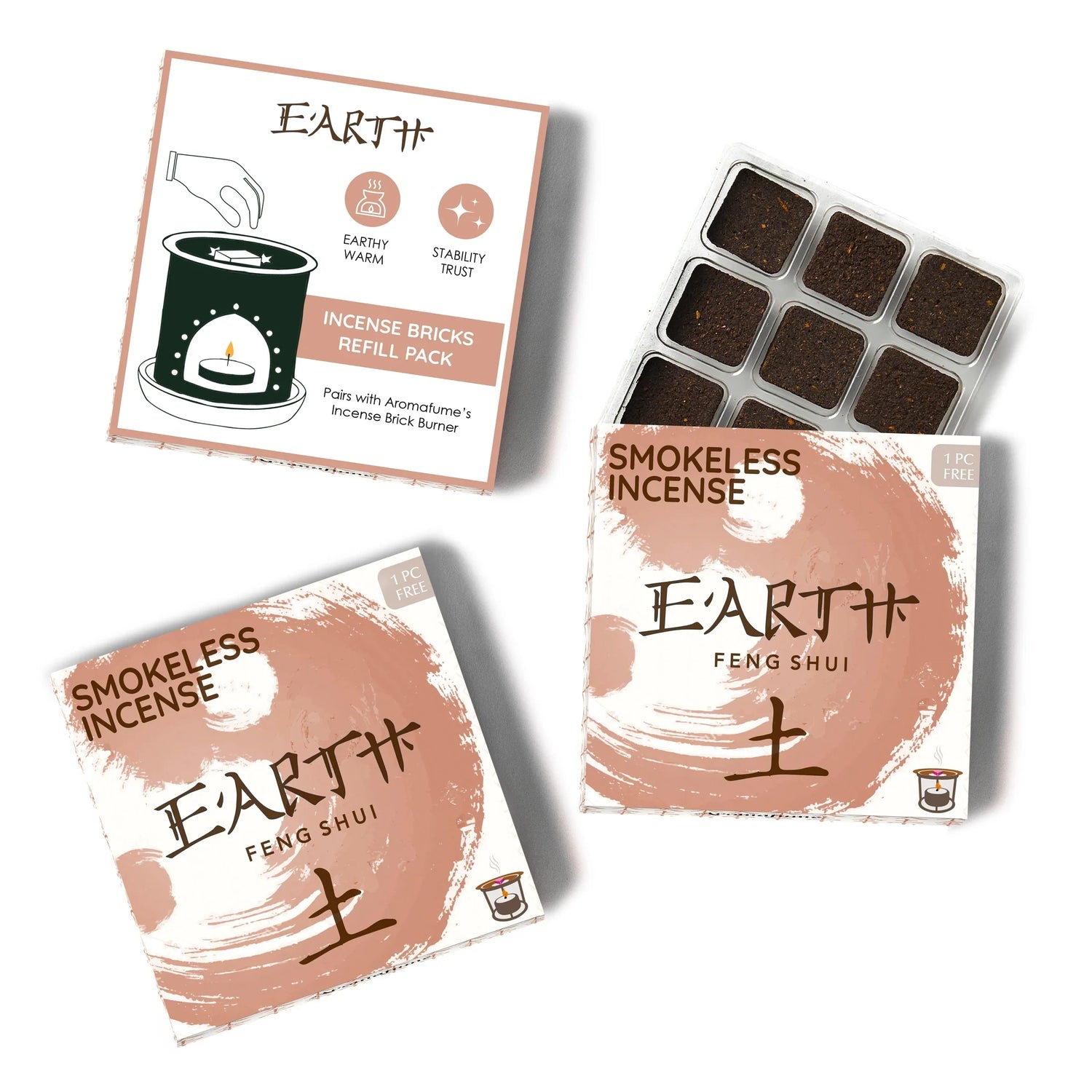 Elemento Terra - Mattoncini di incenso - Aromafume - 9 Pezzi
