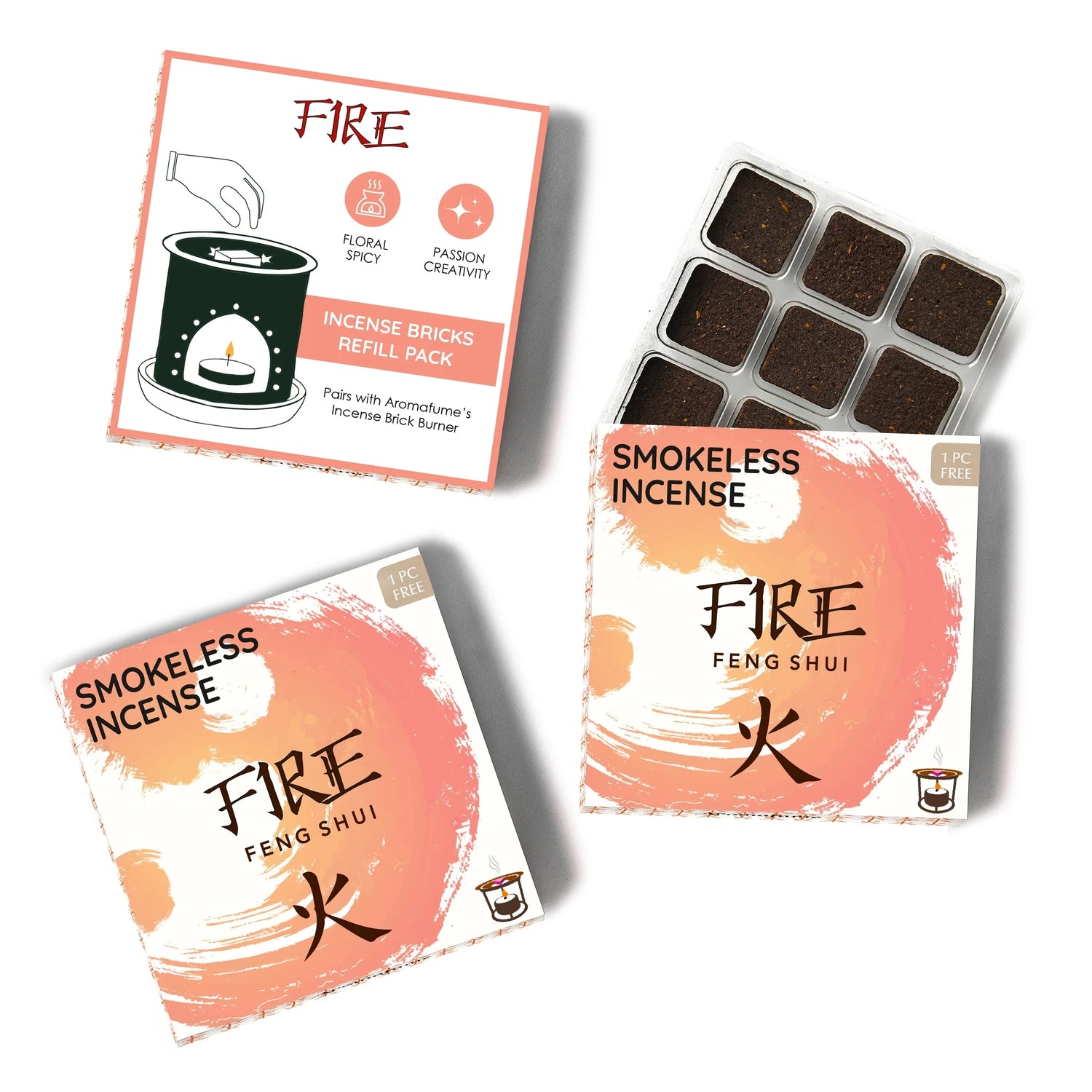 Elemento Fuoco - Mattoncini di incenso - Aromafume - 9 Pezzi