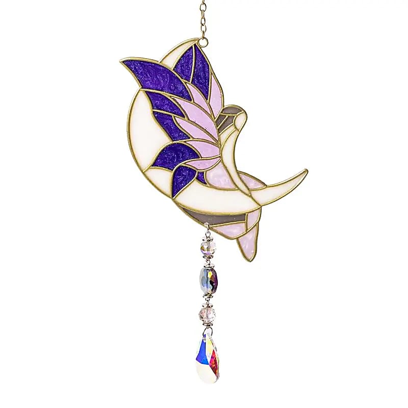 Pendente Fata Lunare Viola in Vetro – Decorazione Feng Shui per Finestre