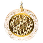 Ciondolo in Orgonite e Selenite - Fiore della vita