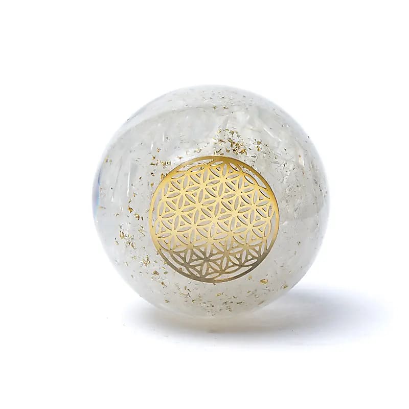 Sfera di Orgonite con Selenite - Fiore della vita