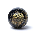 Sfera di Orgonite e Tormalina - Fiore della vita