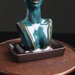 Fontana brucia incenso in ceramica con Busto Greco Romano