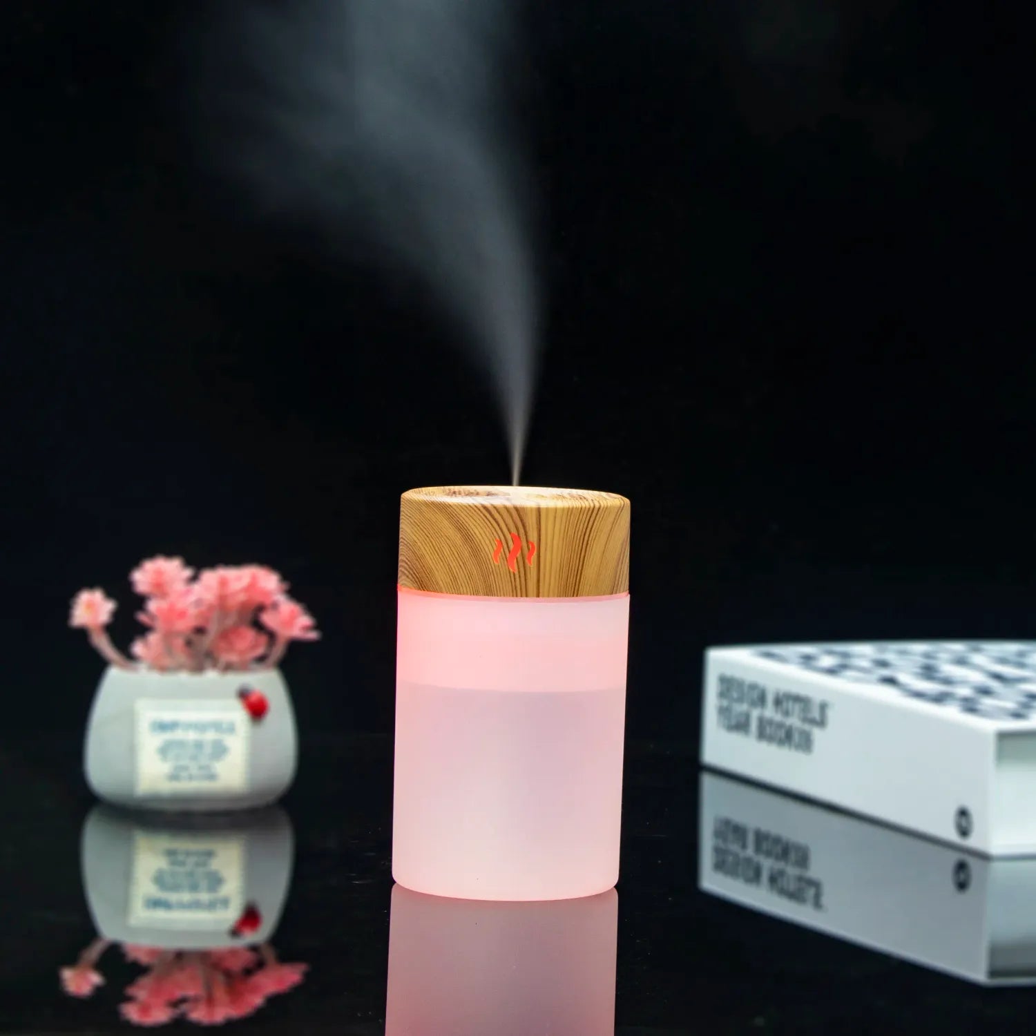 Umidificatore d'aria con oli essenziali - 225ml - rosa