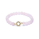 Braccialetto elastico in Quarzo Rosa con charms Sole
