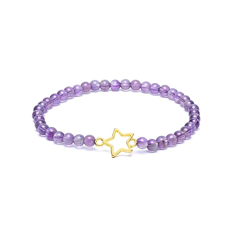 Braccialetto in pietra di Ametista con charm Stella